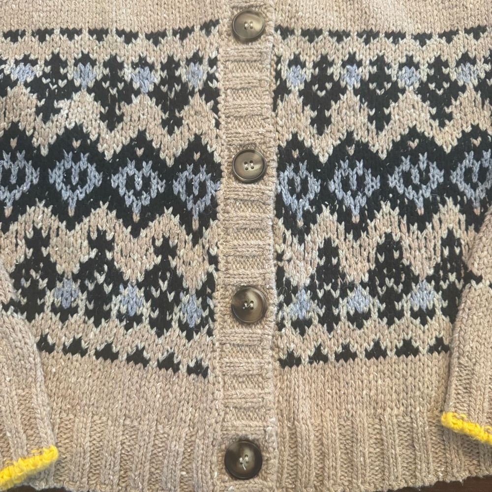 NWT Magaschoni Women’s Brown Blue Patterned Cardigan X-Large Button - Picture 6 of 8